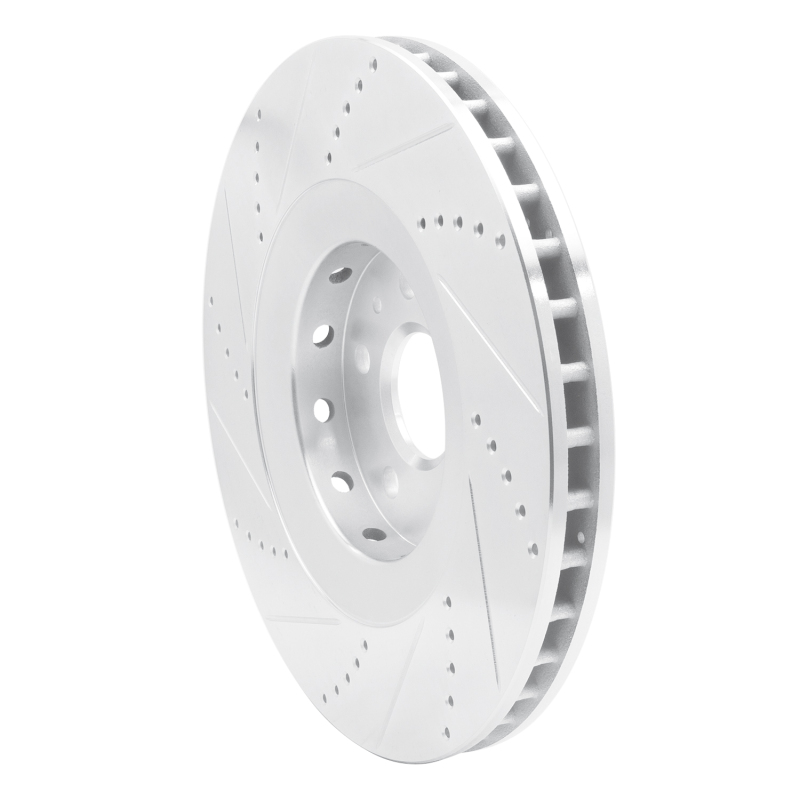 Cadillac CTS Brake Rotor (1) - Front Right - R1 Concepts - Drilled & Slotted - Silver - `09-`15